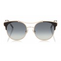 Jimmy Choo - Lue - Copper Gold Metal Cat-Eye Sunglasses with Black Leather Detailing - Sunglasses - Jimmy Choo Eyewear