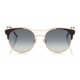 Jimmy Choo - Lue - Copper Gold Metal Cat-Eye Sunglasses with Black Leather Detailing - Sunglasses - Jimmy Choo Eyewear
