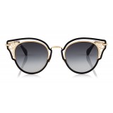 Jimmy Choo - Dhelia - Black and Rose Gold Metal Sunglasses - Sunglasses - Jimmy Choo Eyewear