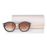 Jimmy Choo - Bobby - Black Pearl Round Frame Sunglasses with Perforated Stars - Jimmy Choo Eyewear