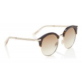 Jimmy Choo - Hally - Dark Havana Round Frame Sunglasses with Perforated Star Detailing - Jimmy Choo Eyewear