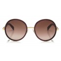 Jimmy Choo - Andie - Occhiali da Sole con Montatura Rotonda in Acetato di Prugna con Dettagli in Lurex - Jimmy Choo Eyewear