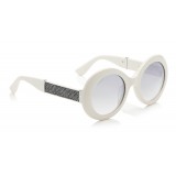 Jimmy Choo - Wendy - Occhiali da Sole con Montatura Rotonda Bianca e Dettagli in Lurex - Jimmy Choo Eyewear