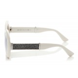 Jimmy Choo - Wendy - Occhiali da Sole con Montatura Rotonda Bianca e Dettagli in Lurex - Jimmy Choo Eyewear