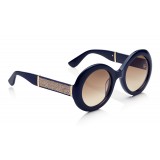 Jimmy Choo - Wendy - Occhiali da Sole con Montatura Rotonda Blu e Dettagli in Lurex - Jimmy Choo Eyewear