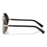 Jimmy Choo - Andie - Rose Gold and Black Round Sunglasses with Gold and Silver Fabric Detailing - Jimmy Choo Eyewear