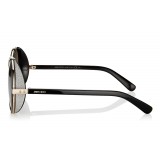 Jimmy Choo - Andie - Occhiali da Sole Rotondi in Oro Rosa e Nero con Dettagli in Tessuto Argento - Jimmy Choo Eyewear