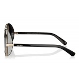 Jimmy Choo - Andie - Rose Gold and Black Round Sunglasses with Silver Fabric Detailing - Jimmy Choo Eyewear