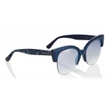 Jimmy Choo - Priya - Occhiali da Sole Ovali in Acetato Blu Scuro con Dettagli Glitterati - Occhiali da Sole - Jimmy Choo Eyewear