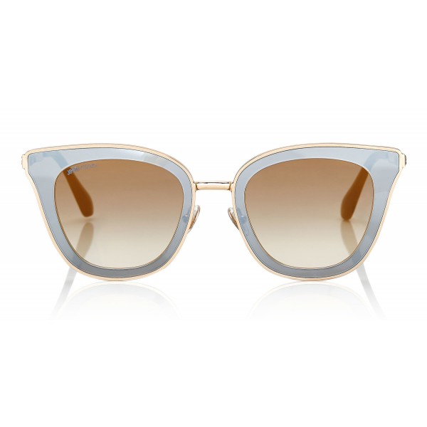 Jimmy Choo - Lory - Black and Gold Cat-Eye Sunglasses with Mirror Lenses - Sunglasses - Jimmy Choo Eyewear