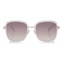 Jimmy Choo - Elva - Ivory Metal Oversized Sunglasses with Nude Shimmer Suede Detailing - Jimmy Choo Eyewear