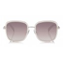 Jimmy Choo - Elva - Occhiali da Sole Oversize in Metallo Avorio con Dettagli in Pelle Argento - Jimmy Choo Eyewear