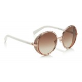 Jimmy Choo - Andie - White Acetate Round Framed Sunglasses with Gold Lurex Detailing - Jimmy Choo Eyewear