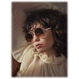 Jimmy Choo - Andie - Occhiali da Sole Rotondi in Acetato Bianco con Dettagli in Lurex Oro - Jimmy Choo Eyewear