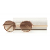 Jimmy Choo - Andie - Occhiali da Sole Rotondi in Acetato Bianco con Dettagli in Lurex Oro - Jimmy Choo Eyewear