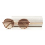 Jimmy Choo - Andie - White Acetate Round Framed Sunglasses with Gold Lurex Detailing - Jimmy Choo Eyewear
