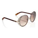 Jimmy Choo - Andie - Occhiali da Sole Rotondi in Havana Marrone con Dettagli in Cristallo Argento Dorato - Jimmy Choo Eyewear