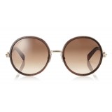 Jimmy Choo - Andie - Occhiali da Sole Rotondi in Havana Marrone con Dettagli in Cristallo Argento Dorato - Jimmy Choo Eyewear