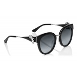 Jimmy Choo - Jade - Occhiali da Sole Oversize in Nero e Palladio con Orecchini a Clip - Occhiali da Sole - Jimmy Choo Eyewear