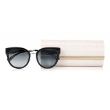 Jimmy Choo - Jade - Black and Palladium Oversized Sunglasses with Clip On Earrings - Sunglasses - Jimmy Choo Eyewear