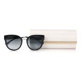 Jimmy Choo - Jade - Occhiali da Sole Oversize in Nero e Palladio con Orecchini a Clip - Occhiali da Sole - Jimmy Choo Eyewear