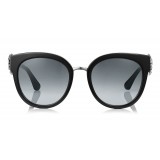 Jimmy Choo - Jade - Occhiali da Sole Oversize in Nero e Palladio con Orecchini a Clip - Occhiali da Sole - Jimmy Choo Eyewear