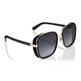 Jimmy Choo - Elva - Black and Copper Gold Oversized Sunglasses with Shimmer Suede Detailing - Jimmy Choo Eyewear