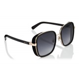 Jimmy Choo - Elva - Occhiali da Sole Oversize in Oro Nero e Rame con Dettagli in Pelle Scamosciata Lucida - Jimmy Choo Eyewear