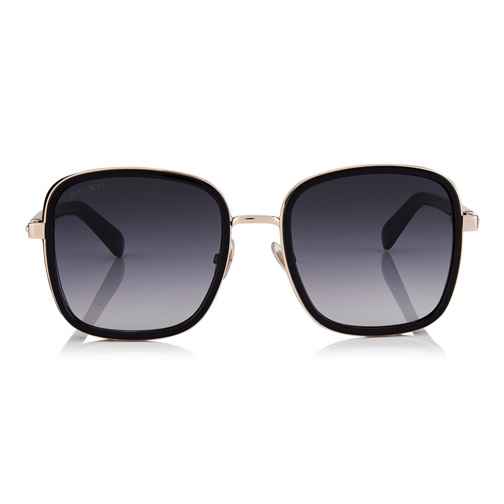 Jimmy Choo - Elva - Black and Copper Gold Oversized Sunglasses with ...