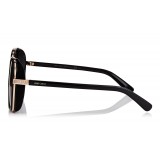 Jimmy Choo - Elva - Black and Copper Gold Oversized Sunglasses with Shimmer Suede Detailing - Jimmy Choo Eyewear