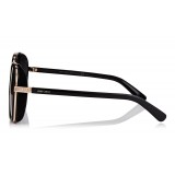 Jimmy Choo - Elva - Occhiali da Sole Oversize in Oro Nero e Rame con Dettagli in Pelle Scamosciata Lucida - Jimmy Choo Eyewear