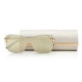 Jimmy Choo - Mask - Occhiali da Sole con Montatura Rotonda in Oro Rosa e Grigio con Cristalli Swarovski - Jimmy Choo Eyewear