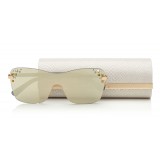 Jimmy Choo - Mask - Rose Gold and Grey Round Frame Sunglasses with Swarovski Crystals - Jimmy Choo Eyewear