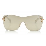 Jimmy Choo - Mask - Occhiali da Sole con Montatura Rotonda in Oro Rosa e Grigio con Cristalli Swarovski - Jimmy Choo Eyewear