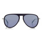 Jimmy Choo - Carl - Occhiali da Sole Aviator Blu con Lenti a Specchio Grigio Chiaro - Jimmy Choo Eyewear