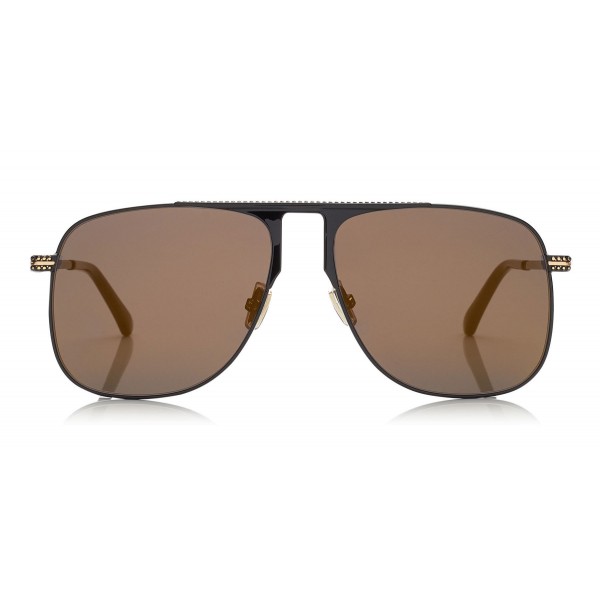 Jimmy Choo - Dan - Black Square Frame Sunglasses with Gold Mirror Lenses - Jimmy Choo Eyewear