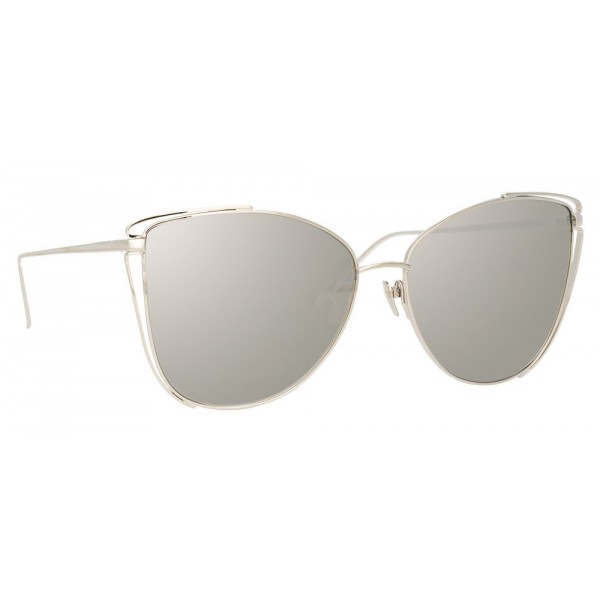 Linda Farrow - Occhiali da Sole Cat Eye 809 C2 - Oro Bianco - Linda Farrow Eyewear