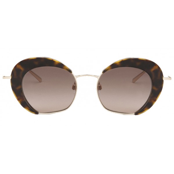 Giorgio Armani - Retrò - Occhiali da Sole in Metallo con Lenti Animalier - Marroni - Occhiali da Sole - Giorgio Armani Eyewear