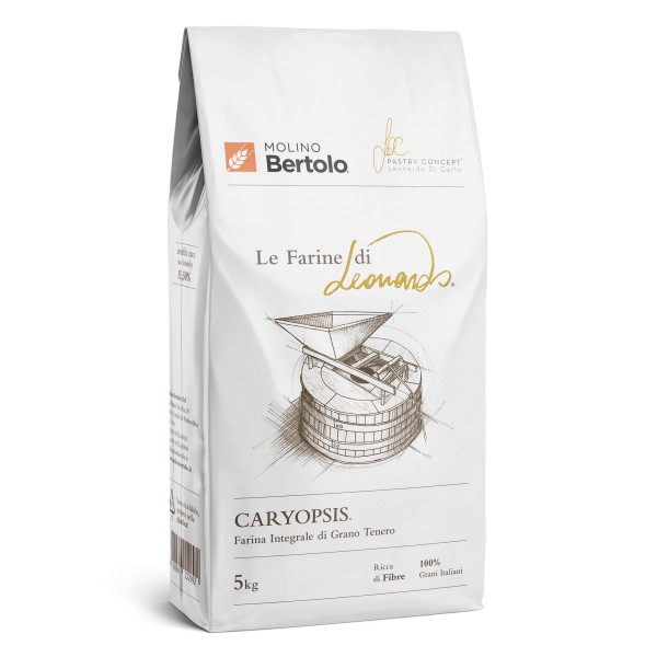 Molino Bertolo - Caryopsis® - The Flours of Leonardo® - Wholemeal Flour of Italian Soft Grain - 5 Kg