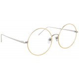 Linda Farrow - Occhiali da Vista Rotondi 647 C8 - Oro Bianco con Bordo in Oro Giallo - Linda Farrow Eyewear