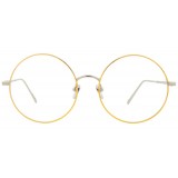 Linda Farrow - 647 C8 Round Optical Frames - White Gold with Yellow Gold Rim - Linda Farrow Eyewear