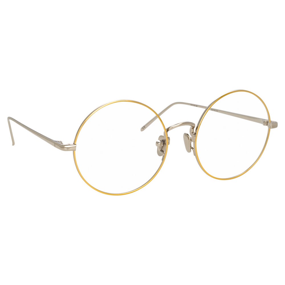 Linda Farrow - Occhiali da Vista Rotondi 741 C10 - Oro Bianco con Bordo in  Oro Giallo - Linda Farrow Eyewear - Avvenice