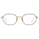 Linda Farrow - 520 C6 Angular Optical Frames - Yellow Gold and Nickel - Linda Farrow Eyewear