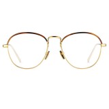 Linda Farrow - 502 C1 Oval Optical Frames - Yellow Gold and Tortoiseshell - Linda Farrow Eyewear