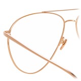 Linda Farrow - Occhiali da Vista Aviator 744 C11 - Oro Rosa e Oro Bianco - Linda Farrow Eyewear