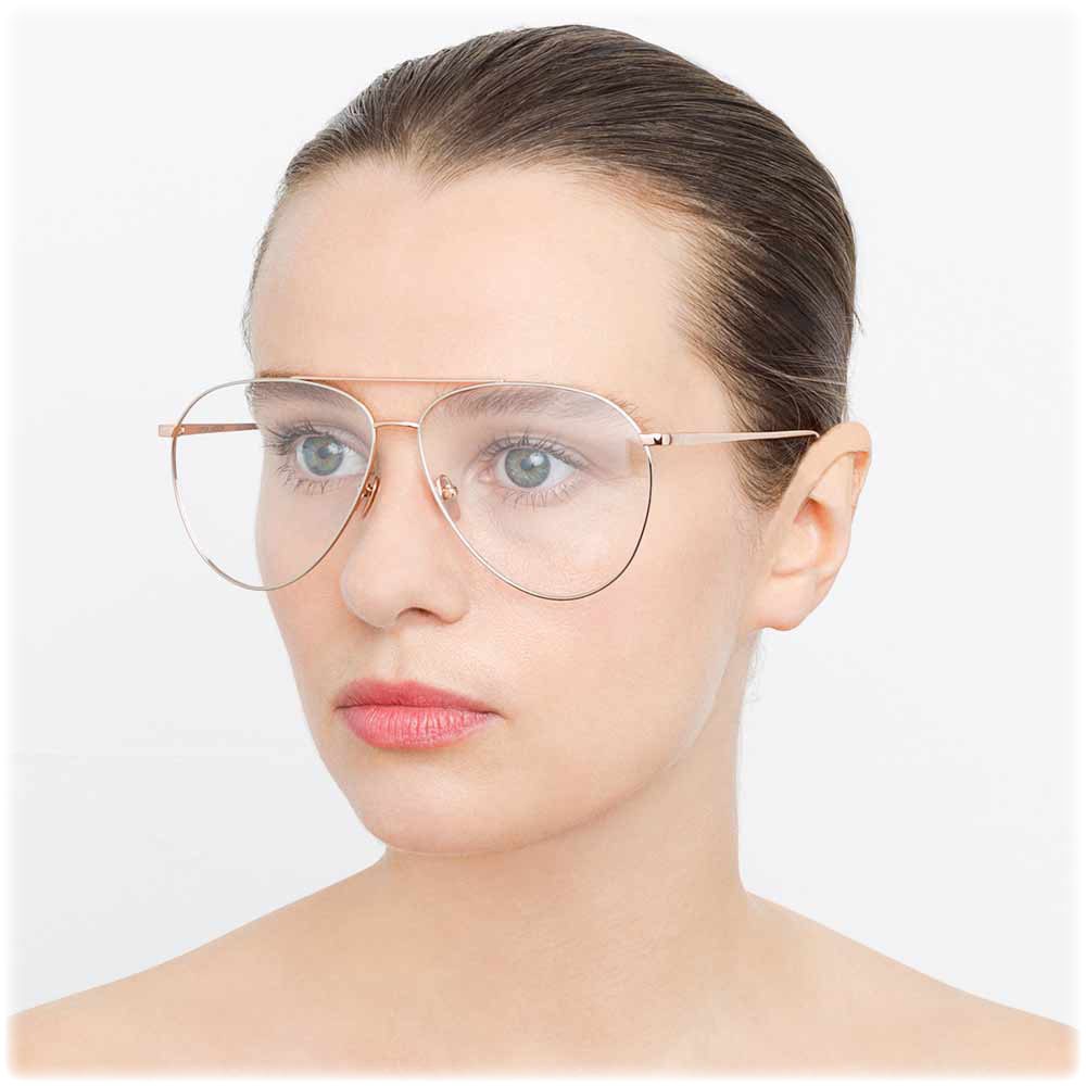 Linda Farrow 744 C11 Aviator Optical Frames Rose Gold And White Gold Linda Farrow Eyewear 2428