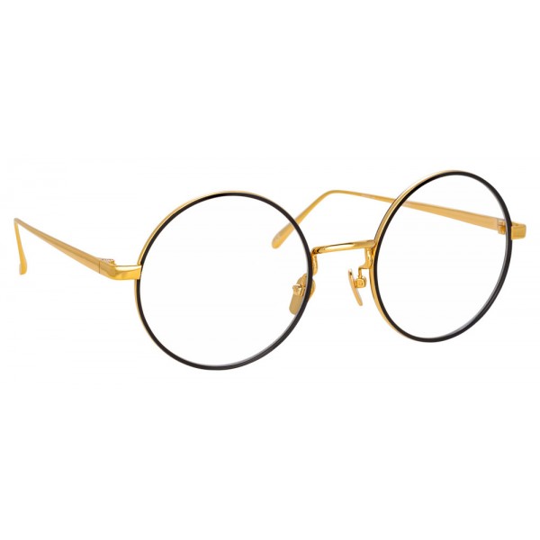 Linda Farrow - Occhiali da Vista Rotondi 749 C1 - Oro Giallo e Nero - Linda Farrow Eyewear