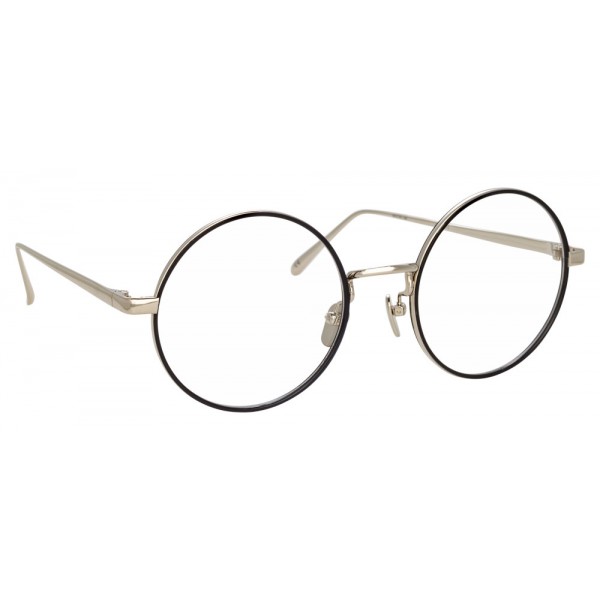 Linda Farrow - Occhiali da Vista Rotondi 749 C3 - Oro Bianco e Nero - Linda Farrow Eyewear