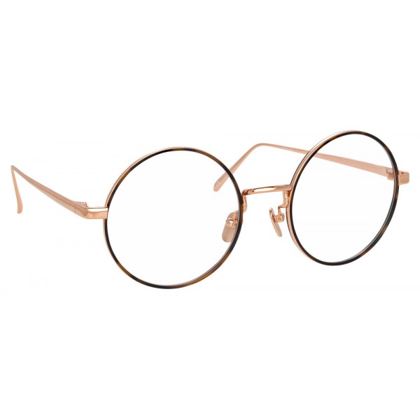 Linda Farrow - 749 C4 Round Optical Frames - Rose Gold and Turtle - Linda Farrow Eyewear