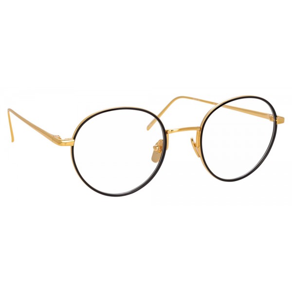Linda Farrow - 718 C1 Oval Optical Frames - Yellow Gold and Black - Linda Farrow Eyewear